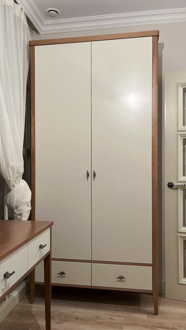 PSH802I Шкаф двухдверный фактура дерева и эмаль слоновая кость RAL 1013